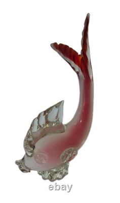 Rare Vintage Murano Seguso Glass Sculpture Figurine Italian blown Pink Fish
