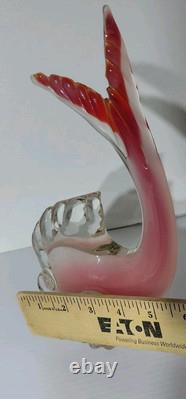 Rare Vintage Murano Seguso Glass Sculpture Figurine Italian blown Pink Fish