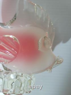 Rare Vintage Murano Seguso Glass Sculpture Figurine Italian blown Pink Fish
