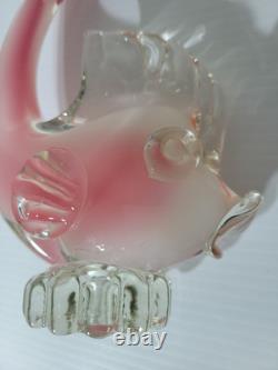 Rare Vintage Murano Seguso Glass Sculpture Figurine Italian blown Pink Fish