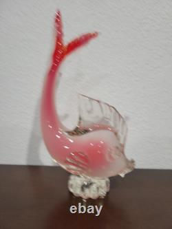 Rare Vintage Murano Seguso Glass Sculpture Figurine Italian blown Pink Fish