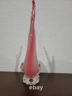 Rare Vintage Murano Seguso Glass Sculpture Figurine Italian blown Pink Fish