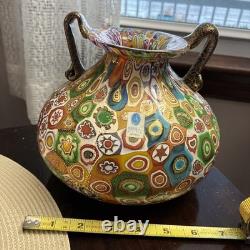 Rare Vintage Murano Vase 7 By 7 With Handles Serenella Arte