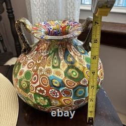 Rare Vintage Murano Vase 7 By 7 With Handles Serenella Arte