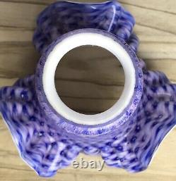 Rare Vintage Set Cased Murano Glass Light Shades Blue Purple Lattice Italian