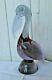 Rare Vintage Signed Seguso Murano Glass Pelican Figurine Italy Figure Lilac
