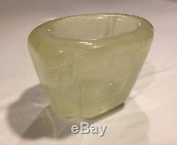 Rare Vintage Venini Murano Gold Bubble Heavy 4.5lbs Glass Vase Italy 1950s