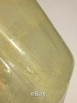 Rare Vintage Venini Murano Gold Bubble Heavy 4.5lbs Glass Vase Italy 1950s