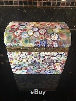 Rare Vtg Murano Glass Fratelli Toso Millefiori Trinket Box Casket
