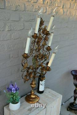 Rare XXL Antique church Altar candelabra Lamp murano glass grapes