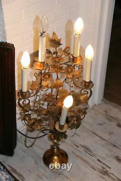 Rare XXL Antique church Altar candelabra Lamp murano glass grapes