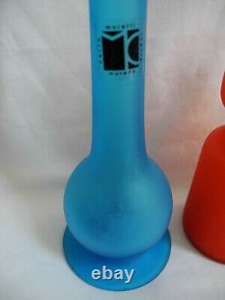 Rare lot 3 vases vintage Carlo Moretti Murano Italie design blown glass 60s 70s