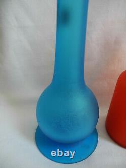Rare lot 3 vases vintage Carlo Moretti Murano Italie design blown glass 60s 70s