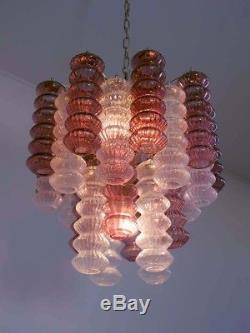 Rare top quality Murano Vintage chandelier trasparent and purple glass