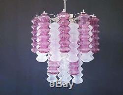 Rare top quality Murano Vintage chandelier trasparent and purple glass