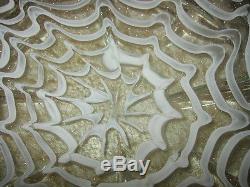 SALE! Vintage MURANO SPIDER WEB BOWL/ASHTRAY Lots of Gold, White Webs, 6 1/2