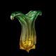 SALE! Vintage Two Tone Green Over Amber Murano Glass Vase Mcm