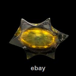 SALE! Vintage Two Tone Green Over Amber Murano Glass Vase Mcm
