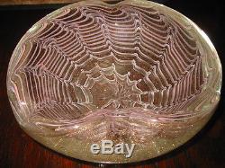 SALE! Vtg. MURANO SPIDER WEB BOWL/ASHTRAY Pale Lavender, Gold Aventurine, 6.5