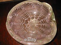 SALE! Vtg. MURANO SPIDER WEB BOWL/ASHTRAY Pale Lavender, Gold Aventurine, 6.5