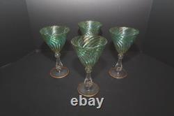 SET 4 Vintage Murano Venetian Glass Hand Made Wine Glasses Goblets Stemware 5.5 SET 4 Vintage Murano Venetian Glass Hand Made Wine Glasses Goblets Stemware 5.5