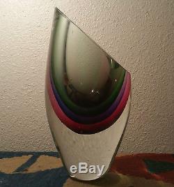 SOMMERSO murano art glass vase cut crystal italian sculpture geometric vtg geode