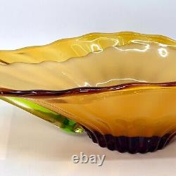 STUNNING 4 Color! Sommerso Vintage Large Italian Murano Art Glass Centerpc Bowl