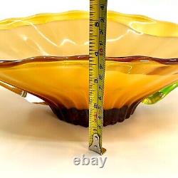 STUNNING 4 Color! Sommerso Vintage Large Italian Murano Art Glass Centerpc Bowl