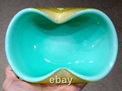 STUNNING! Vintage MURANO Art Glass ARCHIMEDE SEGUSO Celadon Candy Dish Bowl MCM