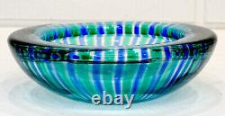 STUNNING! Vintage MURANO Modern ART GLASS Striped Bowl / SEGUSO Fratelli Toso