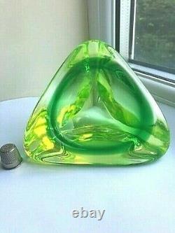 STUNNING Vintage Murano space age neon uranium sommerso glass bowl Flavio Poli