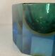 SUPERB Vintage Murano Sommerso Blue Amber Green Octagonal Glass Bowl Flavio Poli