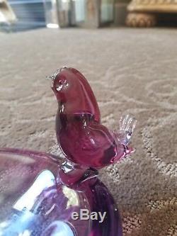 Salviati Murano Glass Venice Italy Glass dish bowl with bird Vintage EXCELLENT