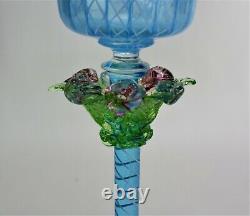 Salviati Venetian Wine Goblet Latticinio Flowers Vintage Murano Glass