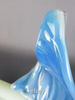 Sculpture Fish Glass Murano Blue & White Statue Figurine Vintage Xx Century
