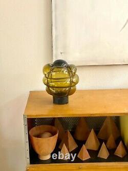 Seguso Murano Vtg Mid Century Modern Caged Glass Pendant Light Fixture Lamp Old