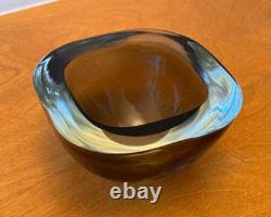 Seguso Poli Murano Italy Italian Sommerso Art Glass Geode Bowl Vtg Cenedese Mcm