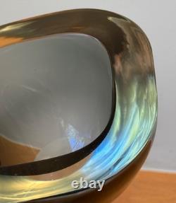 Seguso Poli Murano Italy Italian Sommerso Art Glass Geode Bowl Vtg Cenedese Mcm