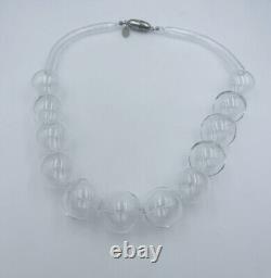 Sent Murano Italy Vintage Clear Glass Ball Beaded Necklace