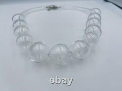 Sent Murano Italy Vintage Clear Glass Ball Beaded Necklace