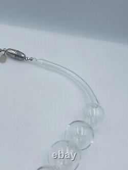 Sent Murano Italy Vintage Clear Glass Ball Beaded Necklace