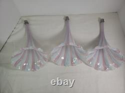 Set Of 3 Vintage Murano Glass Latticino Epergne Horns Read Description