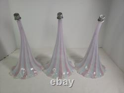 Set Of 3 Vintage Murano Glass Latticino Epergne Horns Read Description