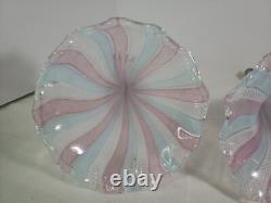 Set Of 3 Vintage Murano Glass Latticino Epergne Horns Read Description