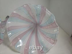 Set Of 3 Vintage Murano Glass Latticino Epergne Horns Read Description