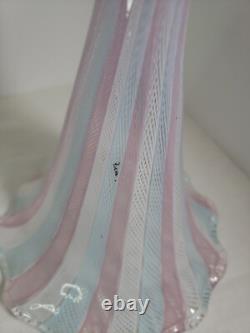 Set Of 3 Vintage Murano Glass Latticino Epergne Horns Read Description