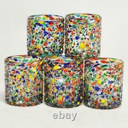 Set Of 5 Vintage Goto Murano, Murrisa, Multi-colored Glass Tumblers