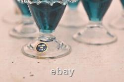 Set Of 6 Vintage Murano / Venetian Glass Shot Cordial Glasses hand Blown Italy