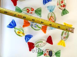 Set of 11 Authentic Vintage Murano Glass Candy Pieces Multicolor
