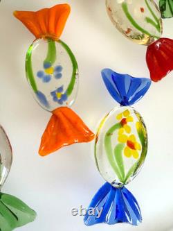 Set of 11 Authentic Vintage Murano Glass Candy Pieces Multicolor